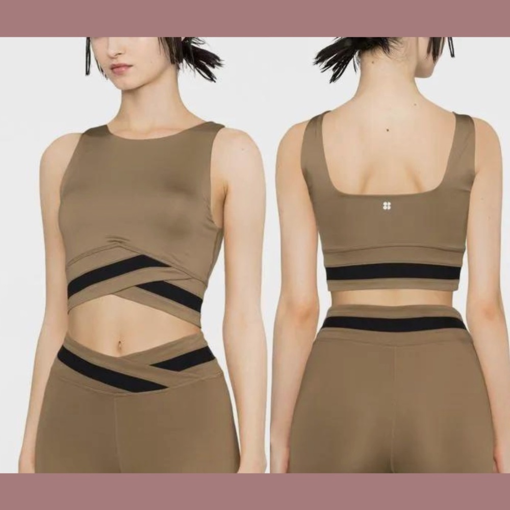NWT $58 Sweaty Betty [ XXL 14 ] All Day Wrap Waist Crop Tank Terra‎ Brown